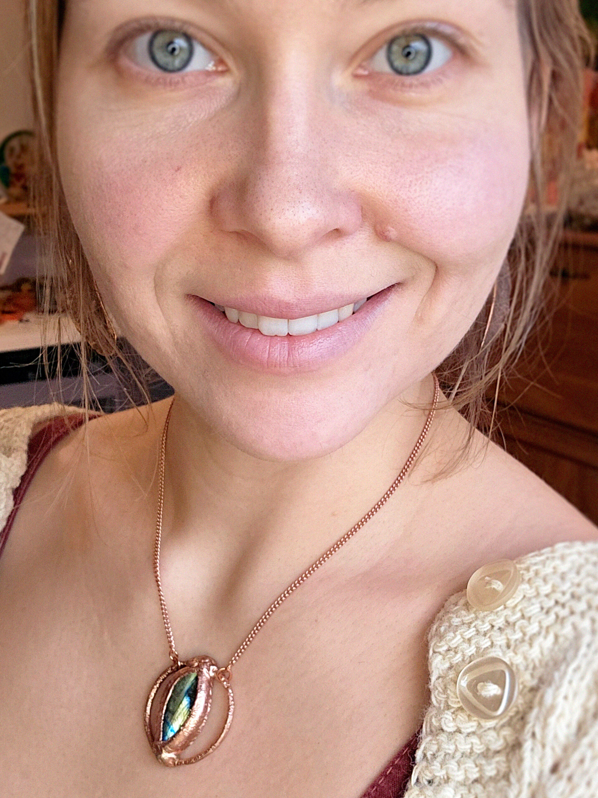 Naszyjnik miedziany - labradoryt w kole - obrazek 3