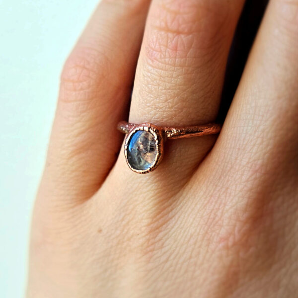 Miedziany pierścionek - topaz, rozm. 10