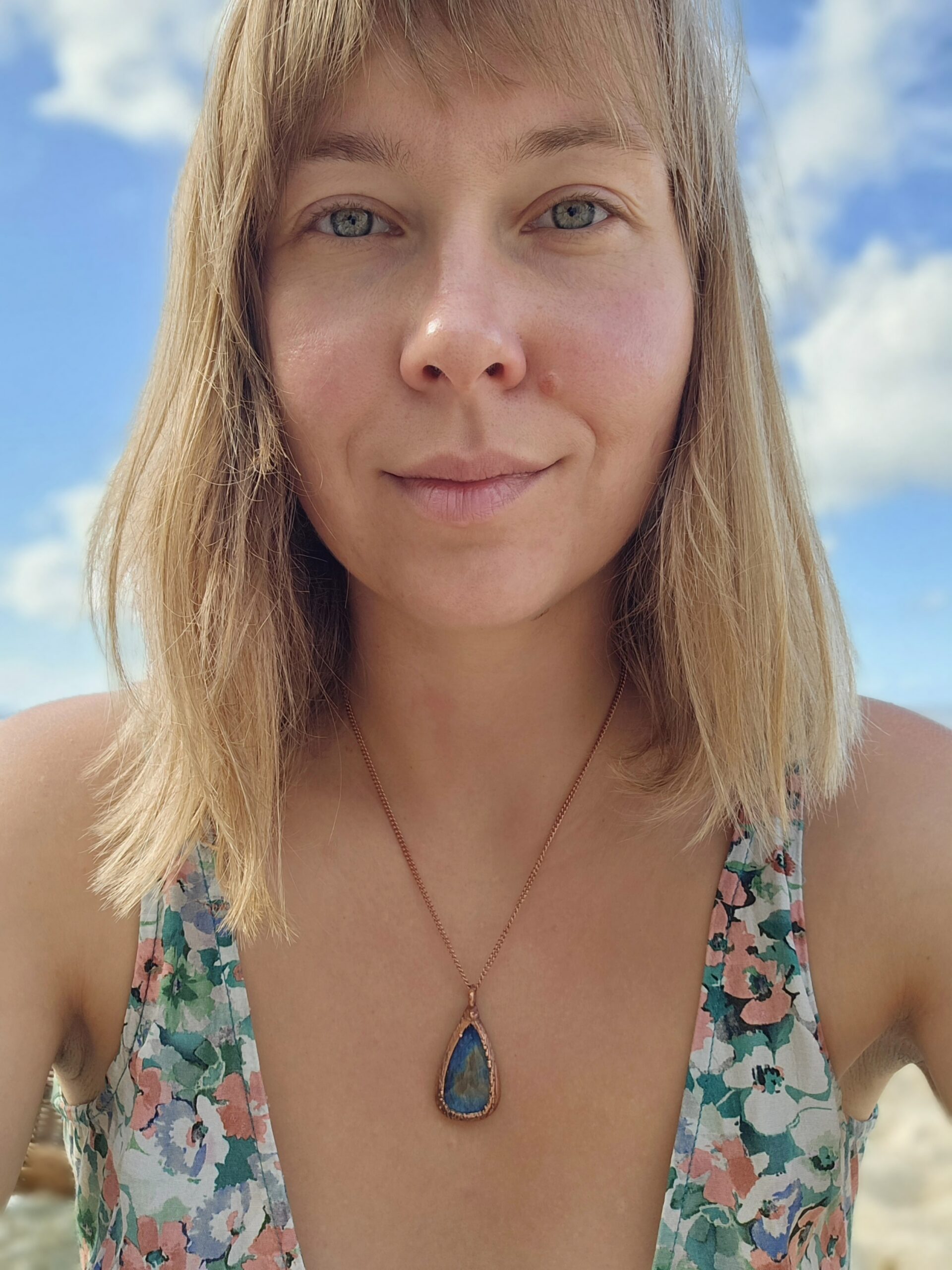 Naszyjnik miedziany - labradorytowe kropelka - obrazek 7