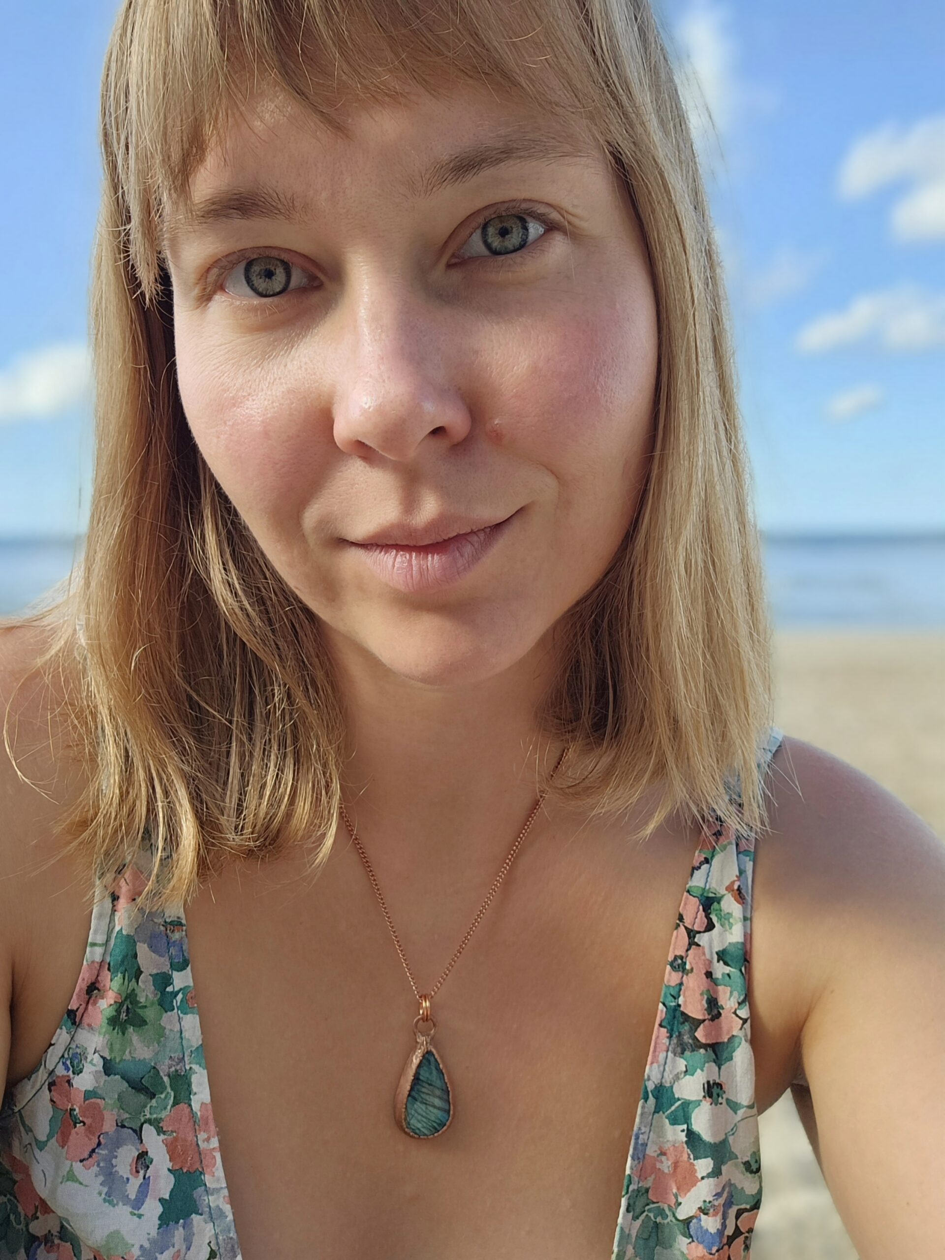 Naszyjnik miedziany - labradorytowa kropla błękitu - obrazek 6