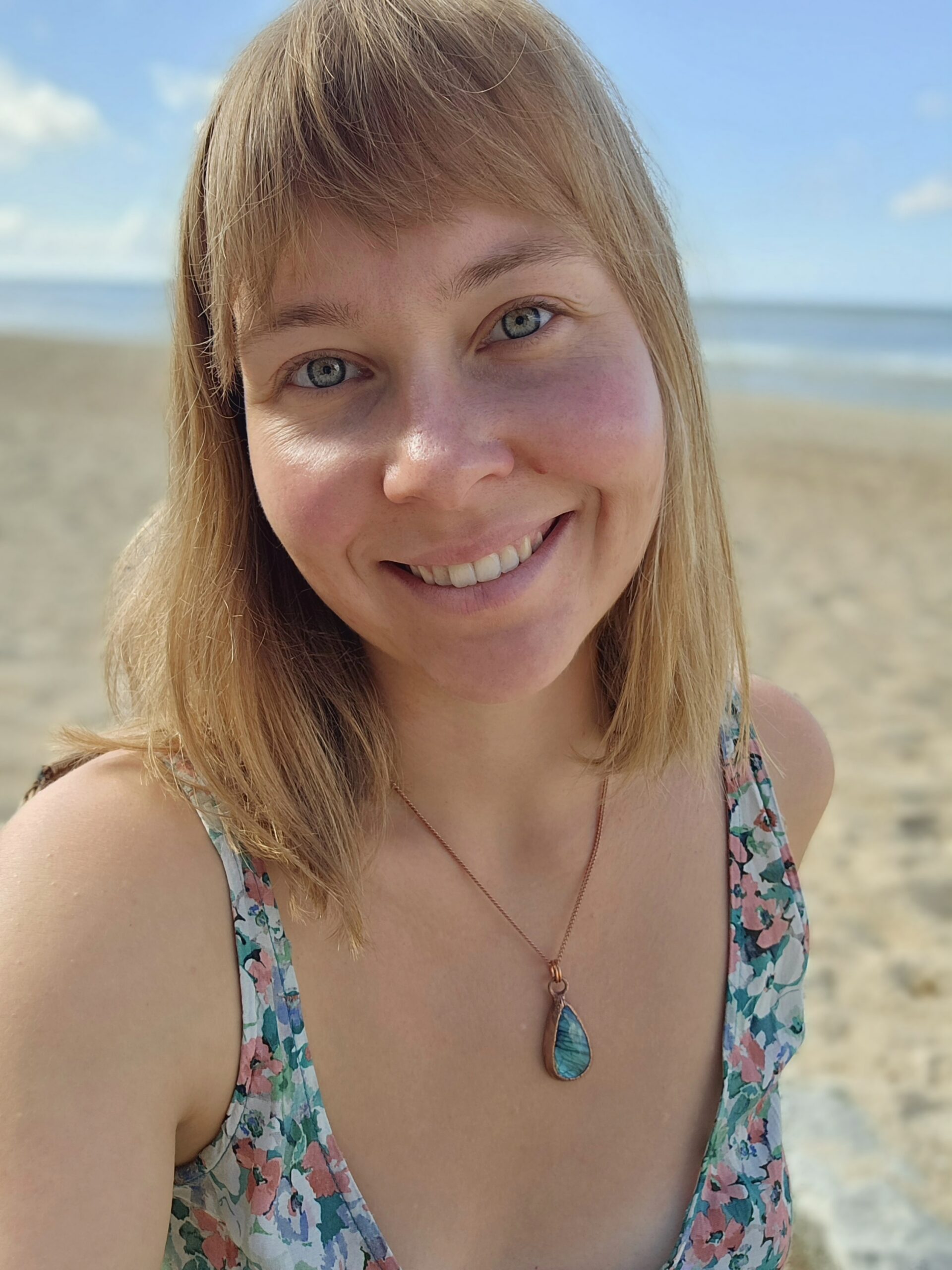 Naszyjnik miedziany - labradorytowa kropla błękitu - obrazek 2