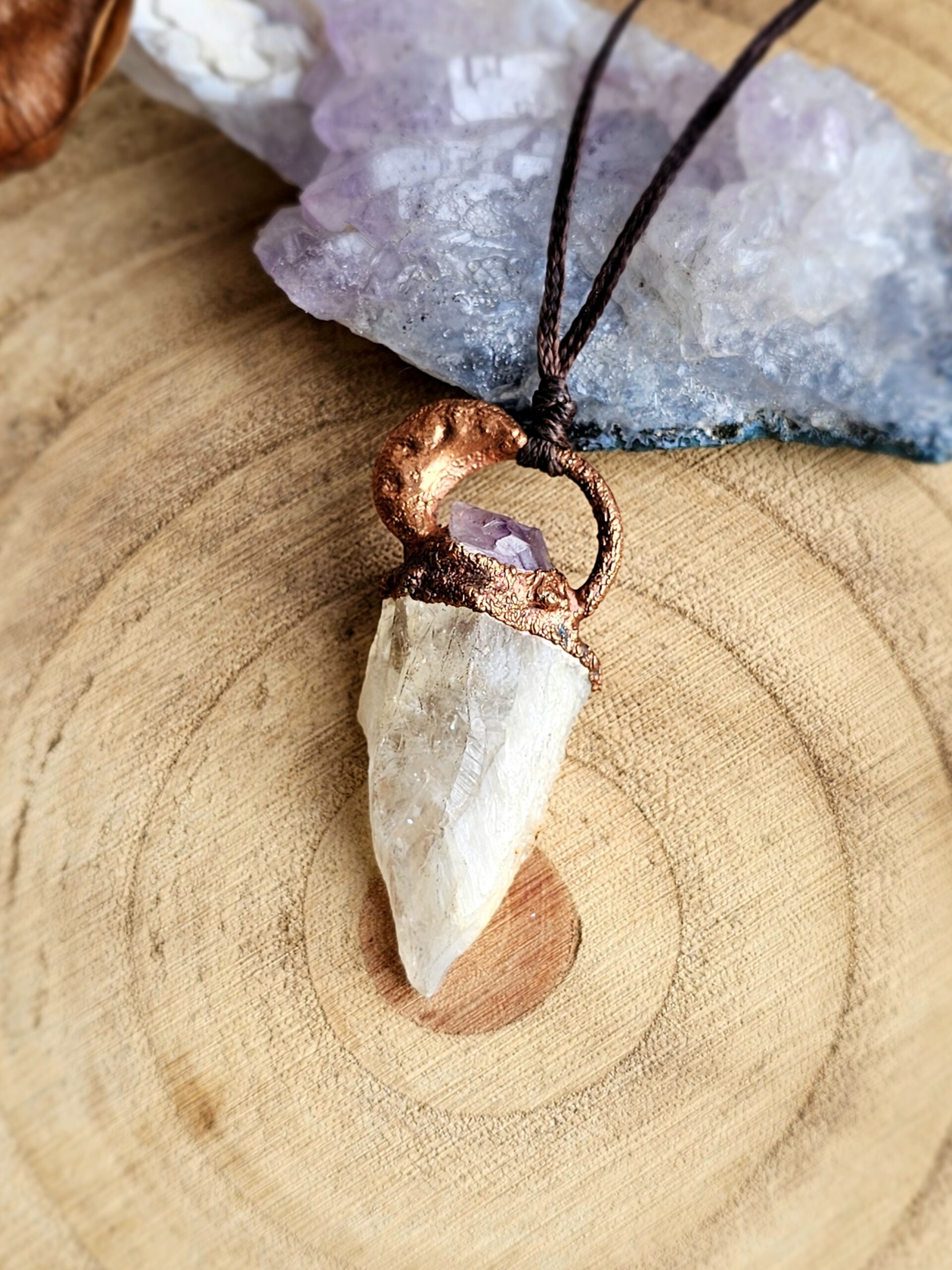 Naszyjnik miedziany "Spokój nocy" na sznurku regulowanym - obrazek 2