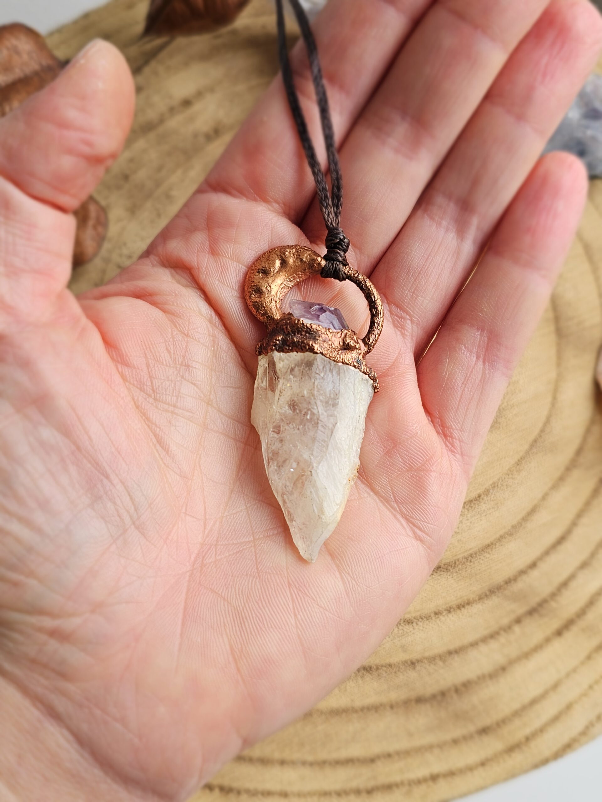 Naszyjnik miedziany "Spokój nocy" na sznurku regulowanym - obrazek 3