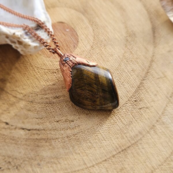 Naszyjnik miedziany "Blask" - Tygrysie Oko