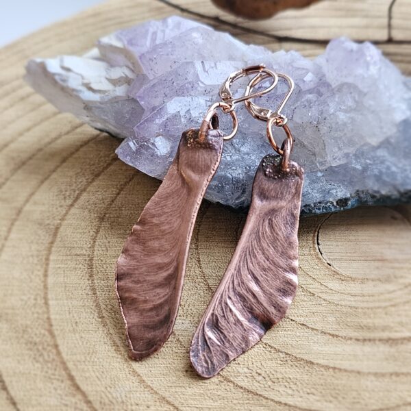 Kolczyki miedziane - noski klonowe