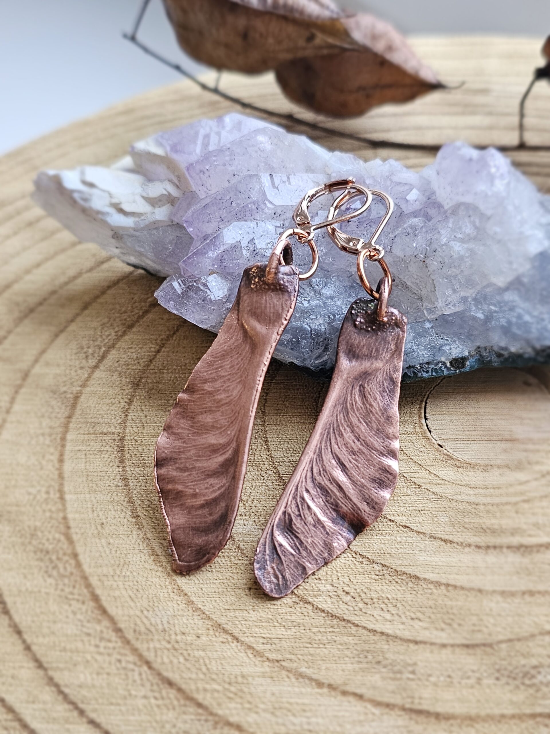 Kolczyki miedziane - noski klonowe