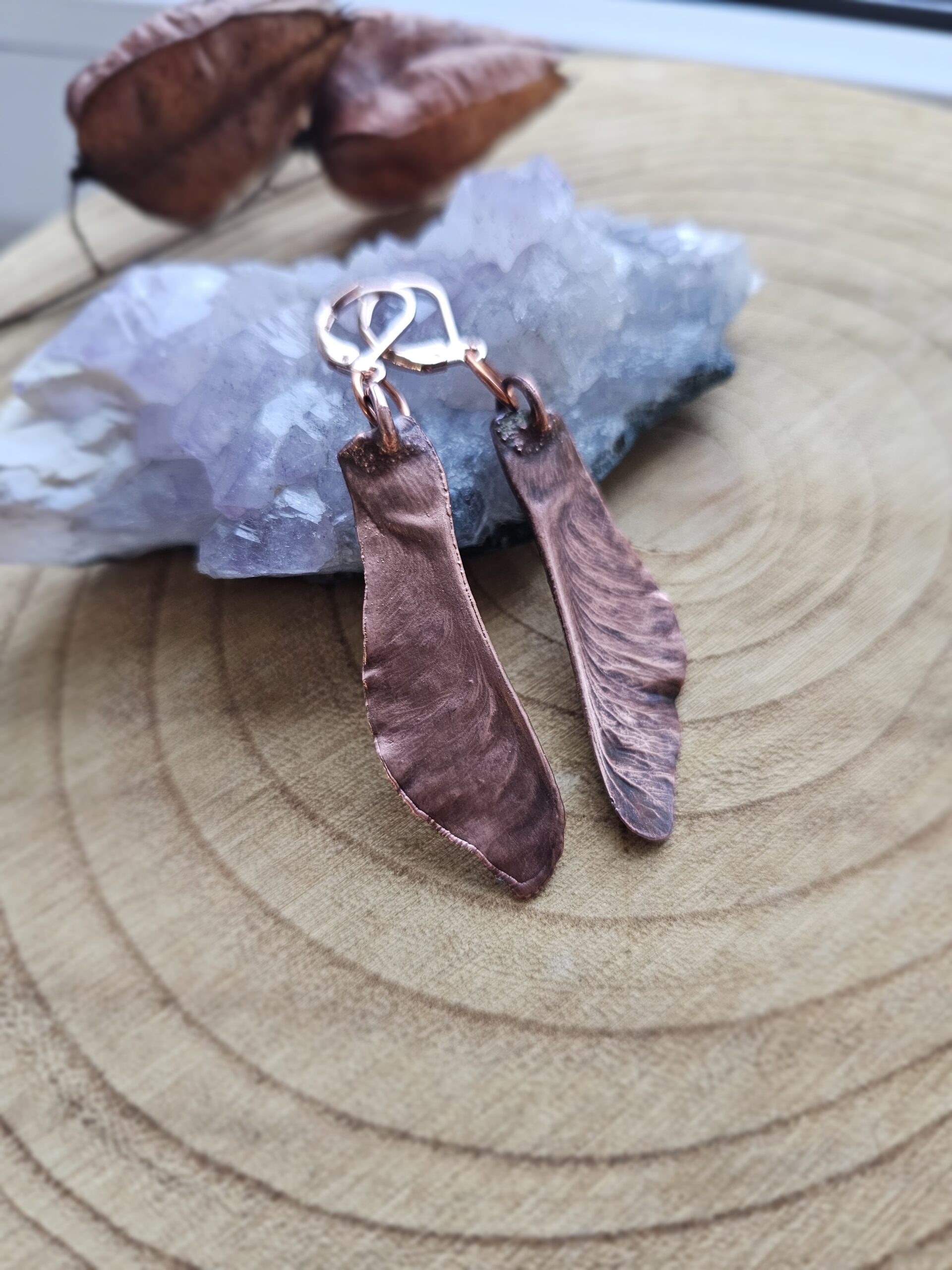 Kolczyki miedziane - noski klonowe - obrazek 4