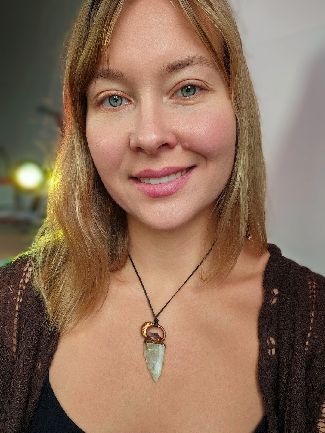 Naszyjnik miedziany "Spokój nocy" na sznurku regulowanym