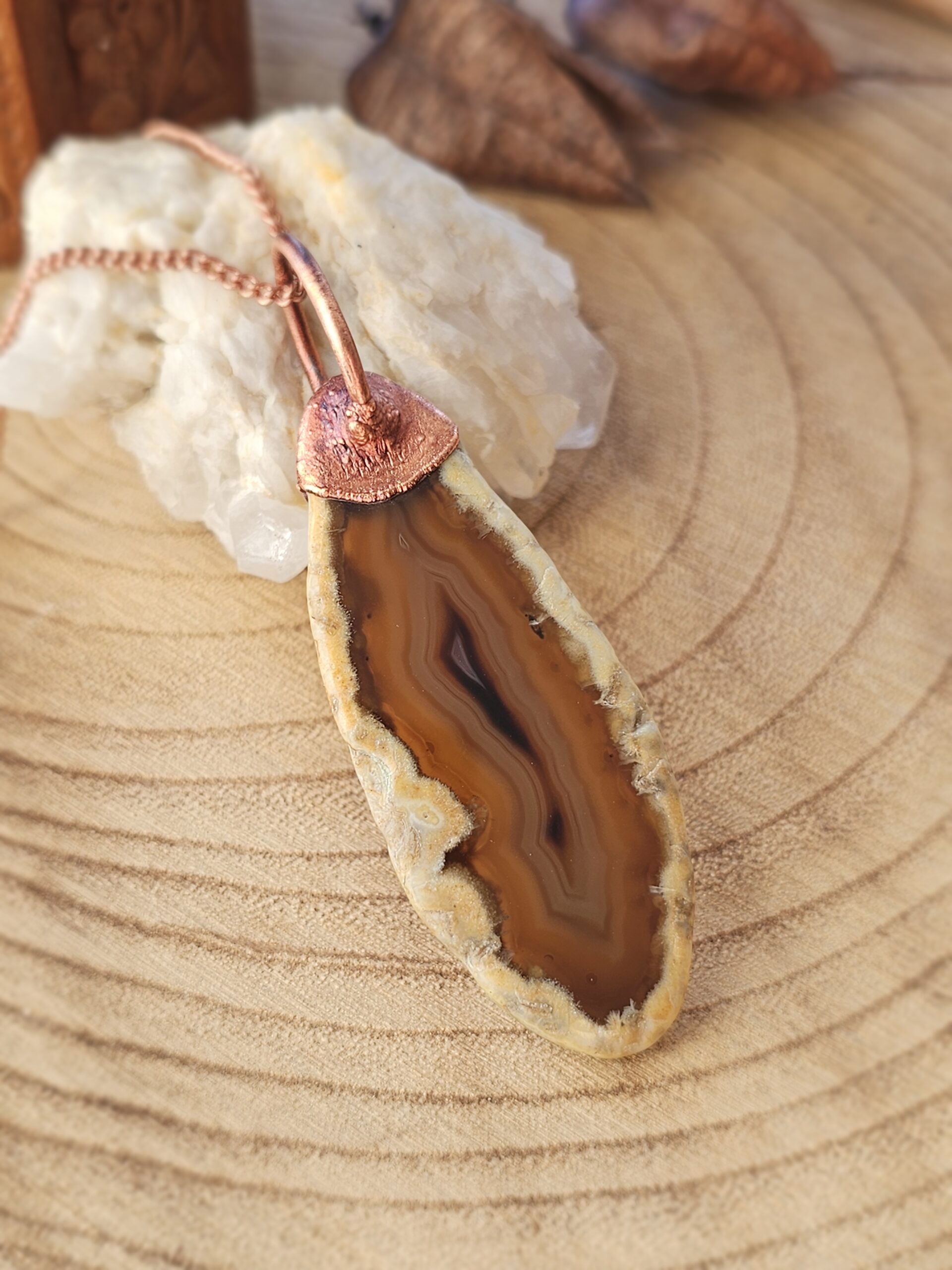 Naszyjnik miedziany - 'Ciepły Agat' - obrazek 3