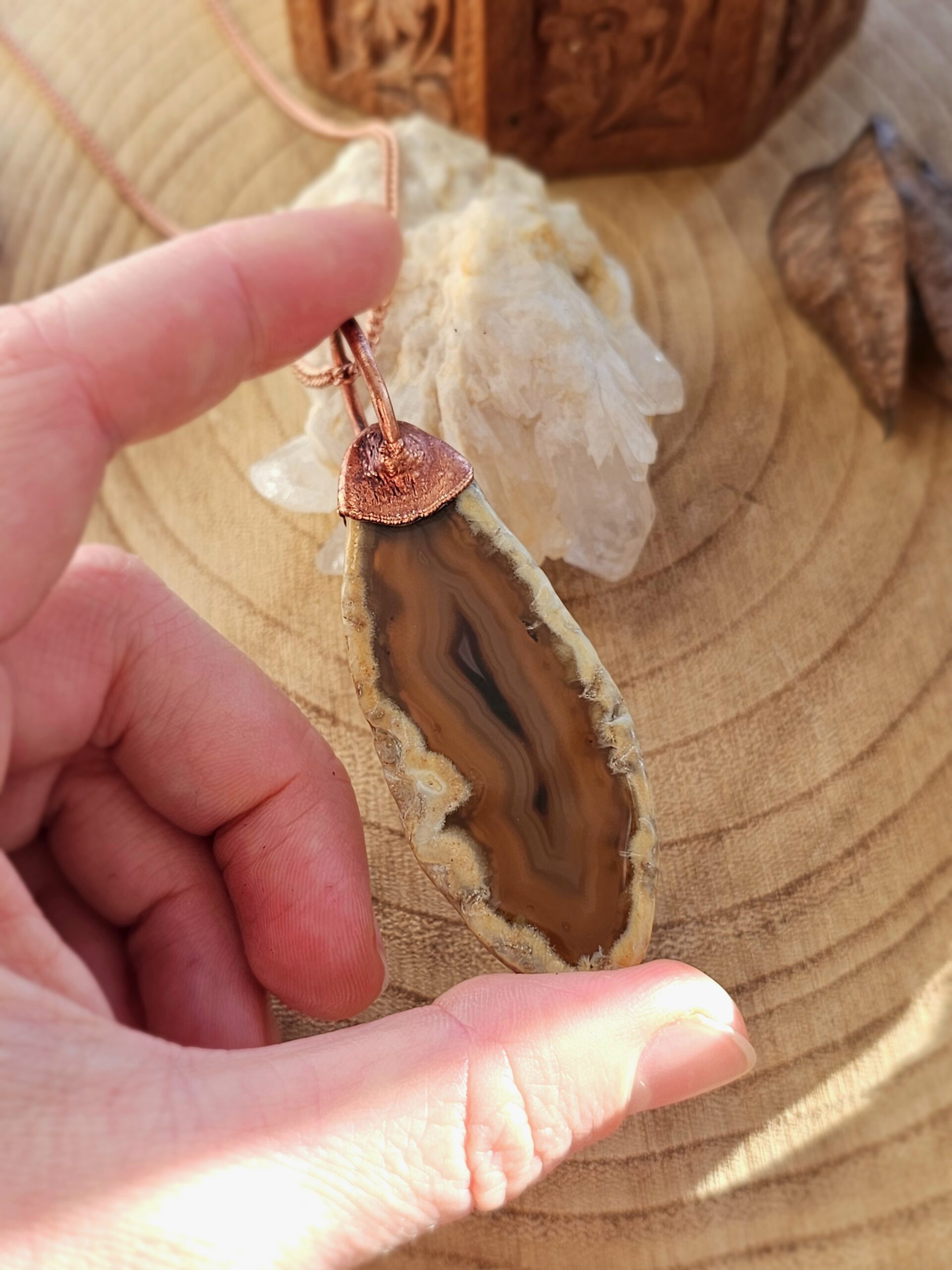 Naszyjnik miedziany - 'Ciepły Agat' - obrazek 5