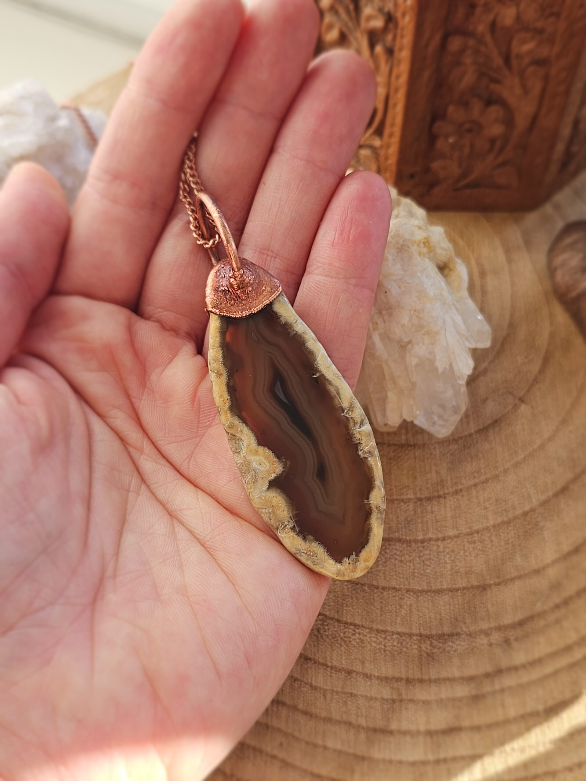 Naszyjnik miedziany - 'Ciepły Agat' - obrazek 6