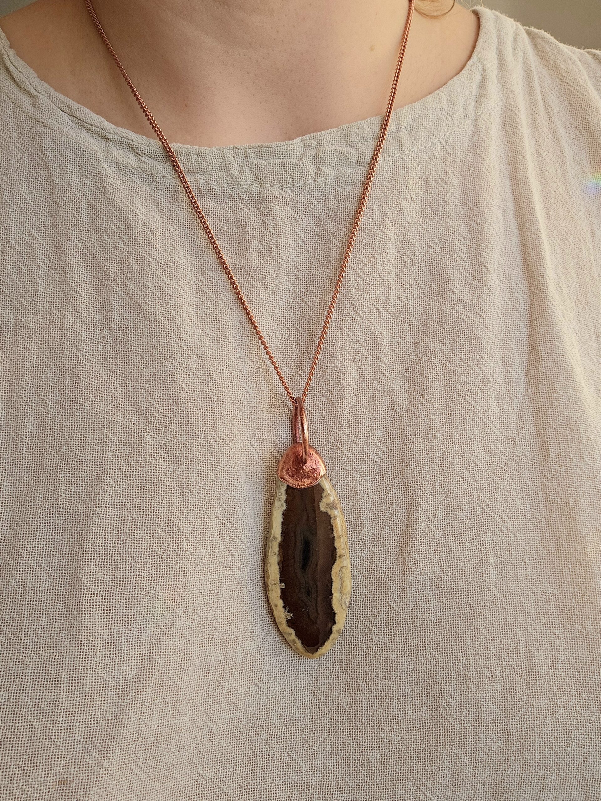 Naszyjnik miedziany - 'Ciepły Agat' - obrazek 9