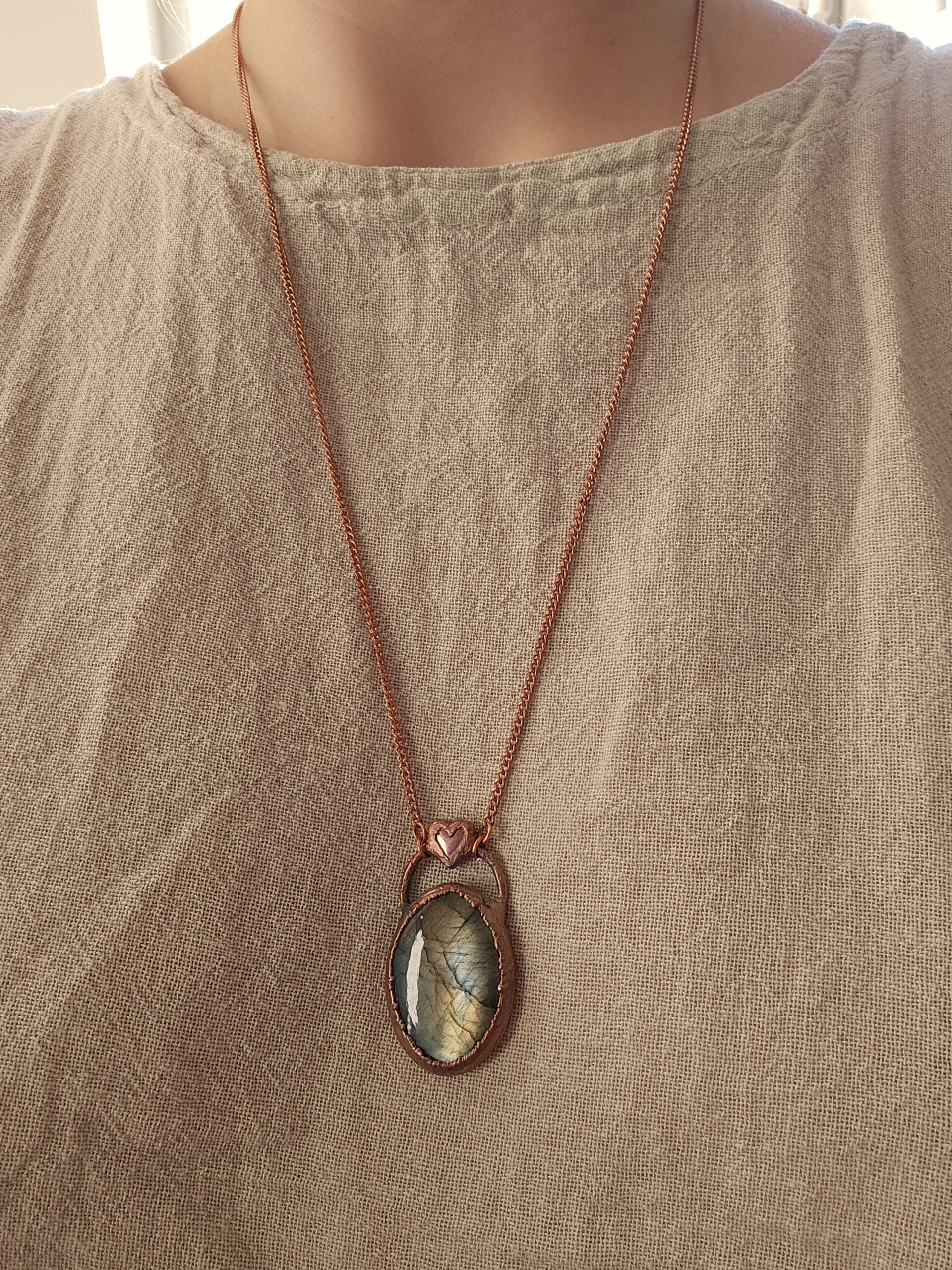 Naszyjnik miedziany - 'Labradorytowy Rozbłysk' - obrazek 2