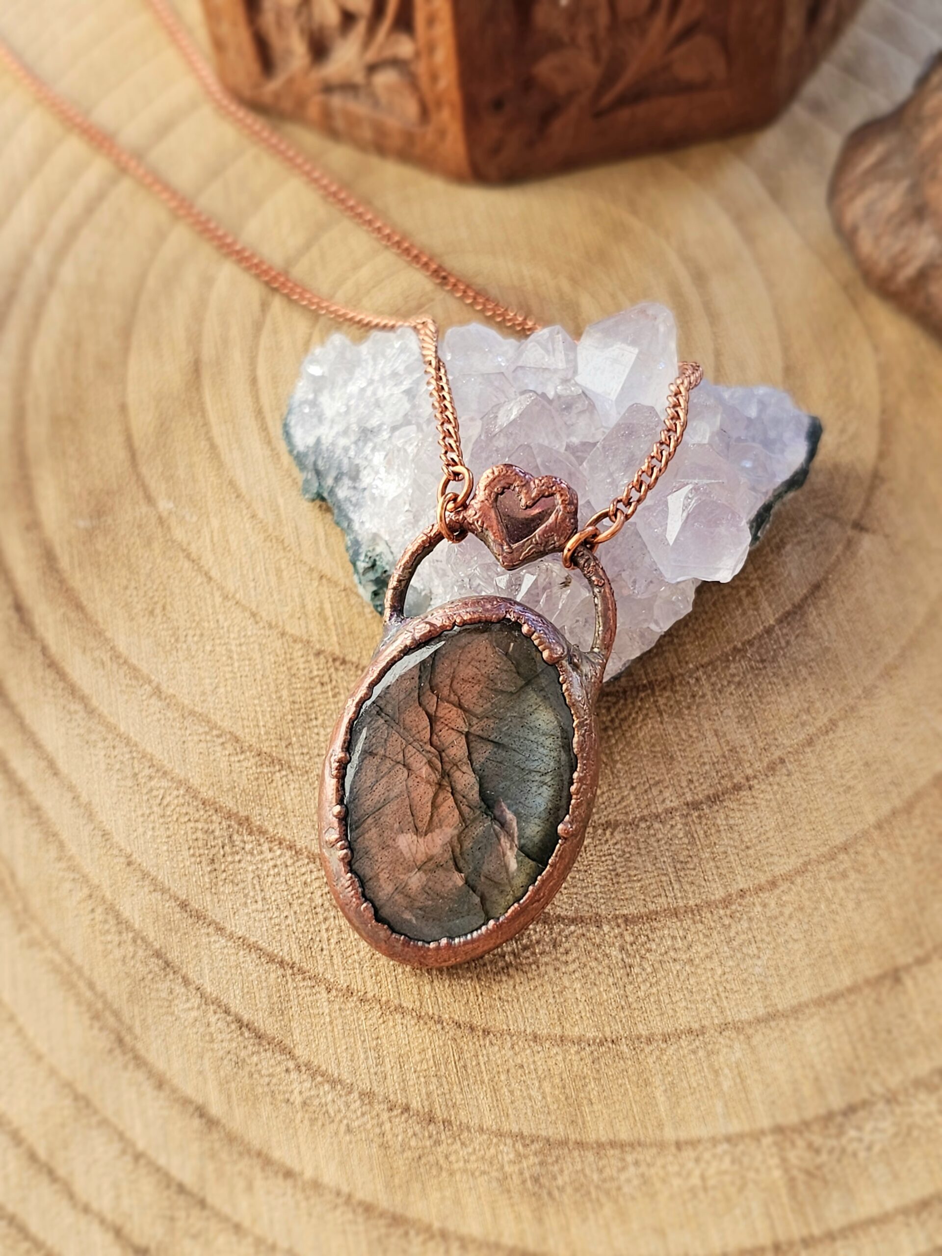 Naszyjnik miedziany - 'Labradorytowy Rozbłysk' - obrazek 3