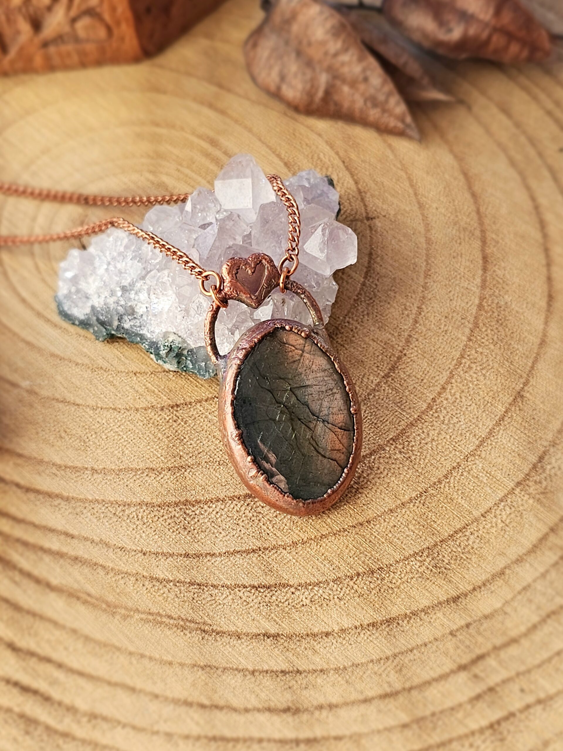 Naszyjnik miedziany - 'Labradorytowy Rozbłysk' - obrazek 6