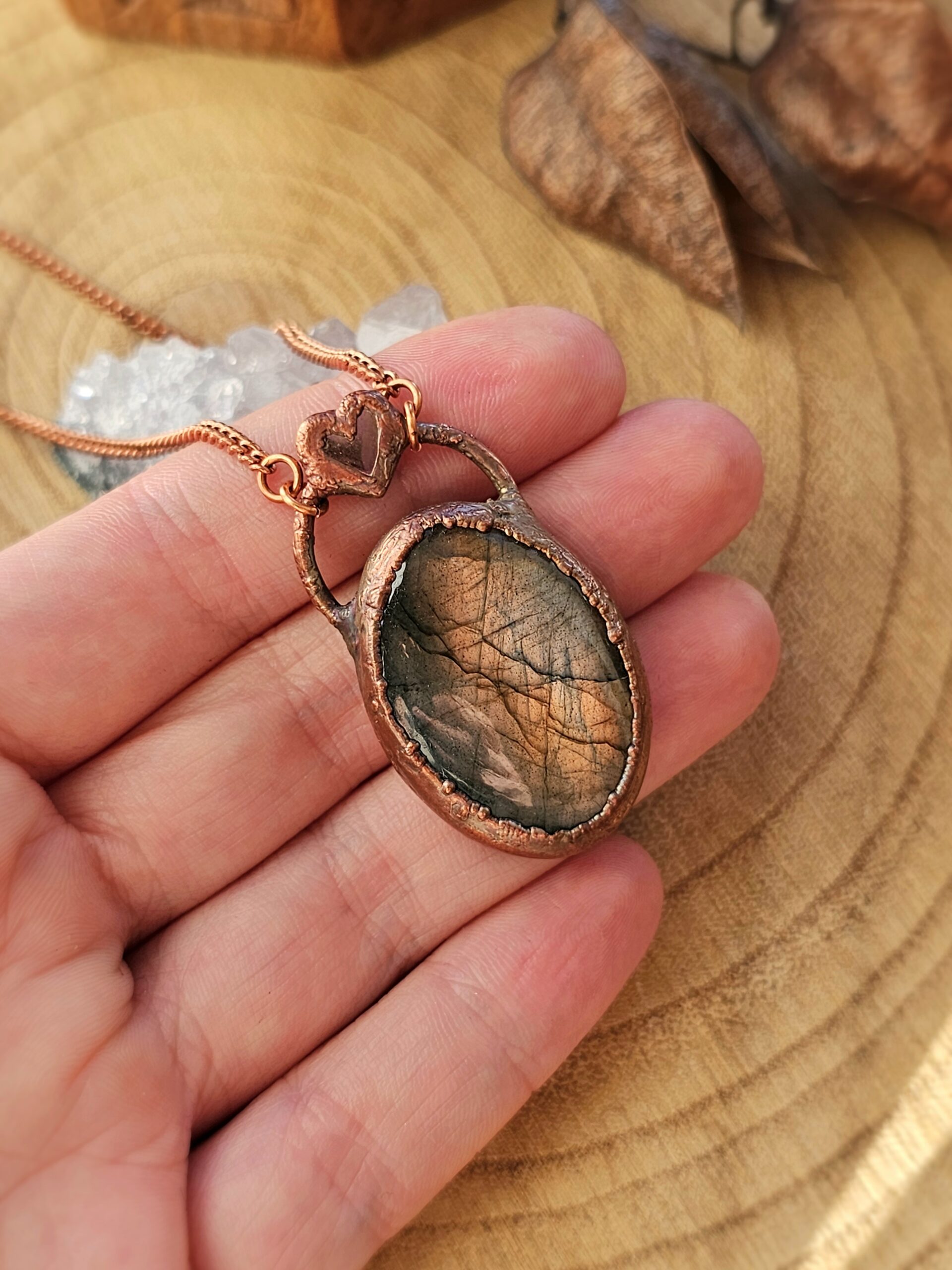 Naszyjnik miedziany - 'Labradorytowy Rozbłysk' - obrazek 5