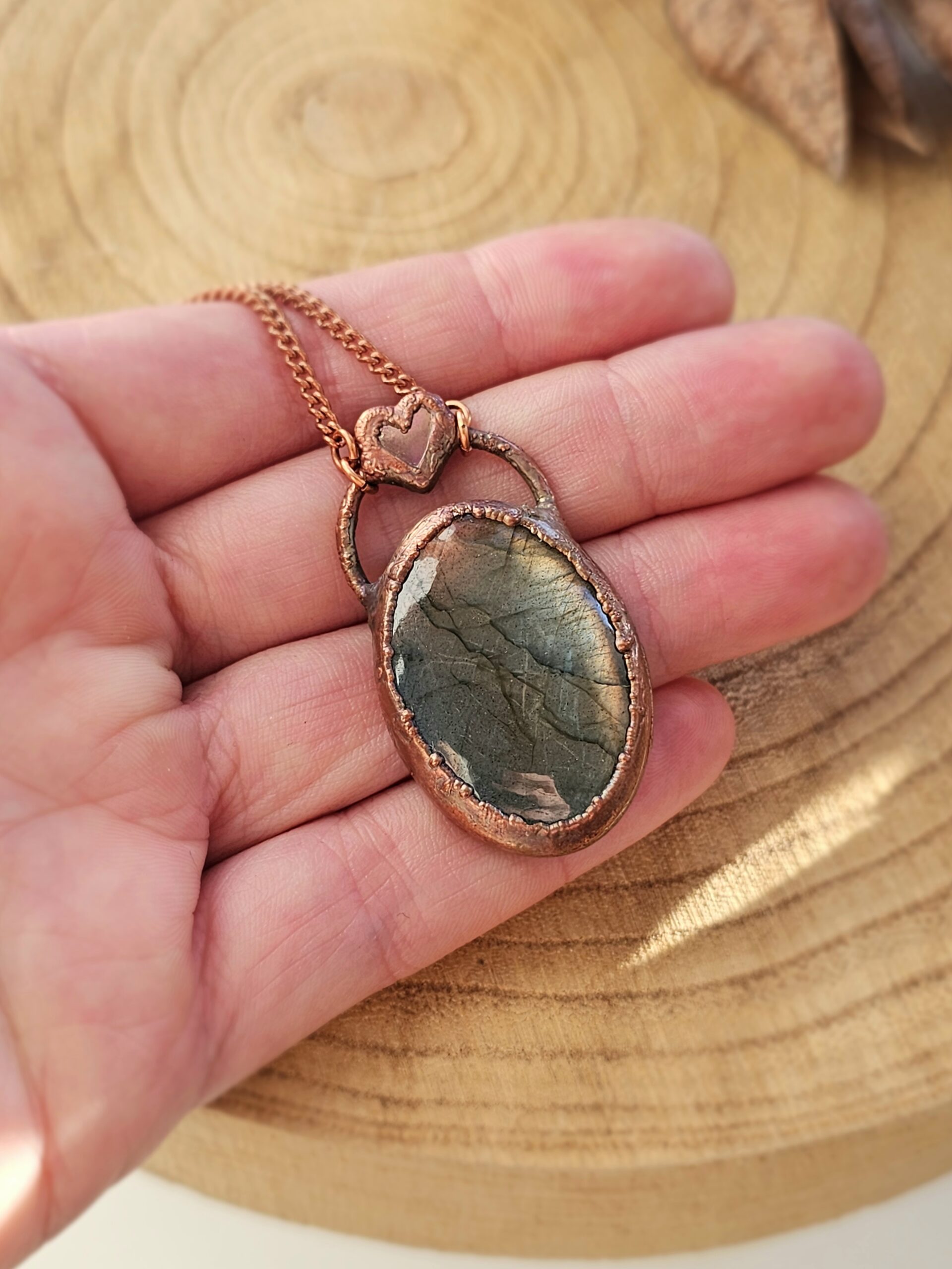 Naszyjnik miedziany - 'Labradorytowy Rozbłysk' - obrazek 4