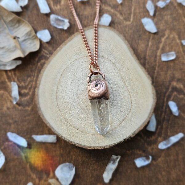 Naszyjnik miedziany - ochronny kryształek w miedzi z granatem