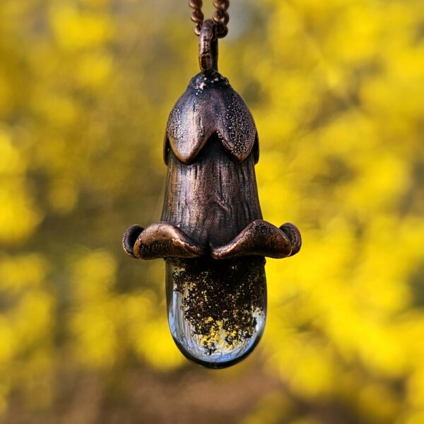 Naszyjnik miedziany "Kryształowy kwiat" - kryształ z inkluzjami